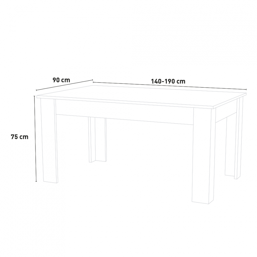 Jesi Light Extendable White Gloss Dining Table 140-190x90cm — 6