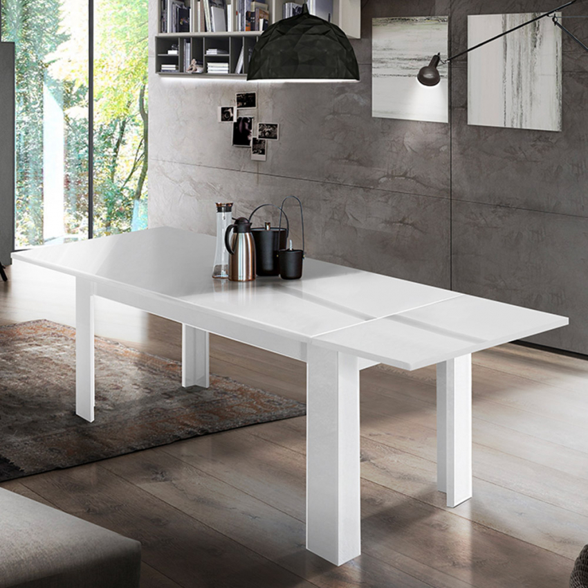 Jesi Light Extendable White Gloss Dining Table 140-190x90cm — 3