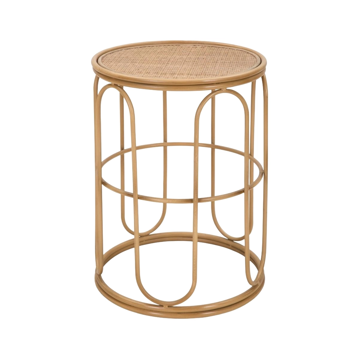 Samui round coffee table in metal and rattan 55x40x40cm — 1