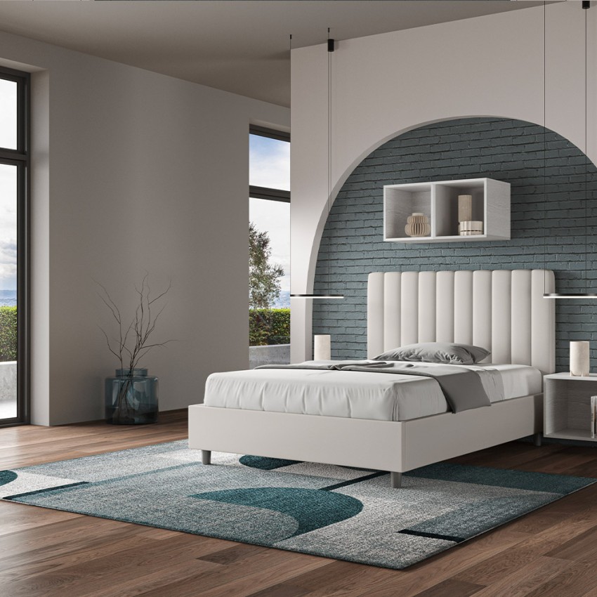 Agueda P1 Small Double Bed 120x200 Faux Leather with Storage — 2