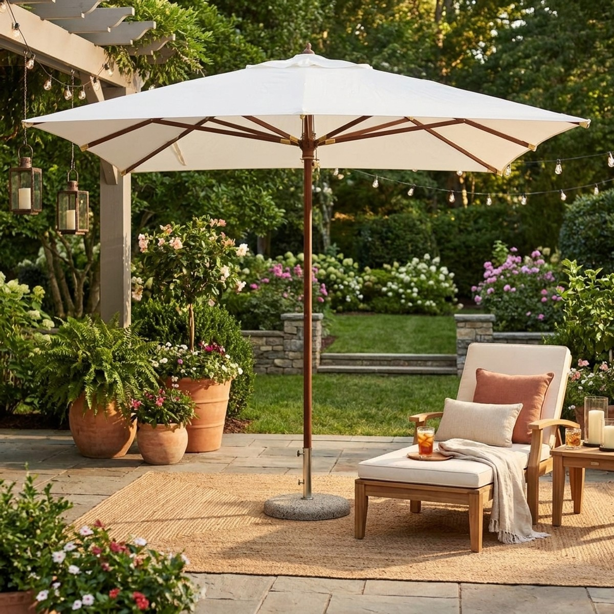 3x3 Center Pole Garden Parasol in Legno Zamoti — 2