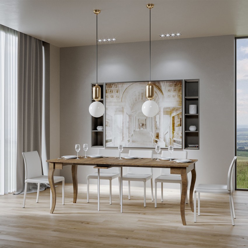 Extendable Console Dining Table Olanda Small Walnut Wood 90x48-204cm — 4