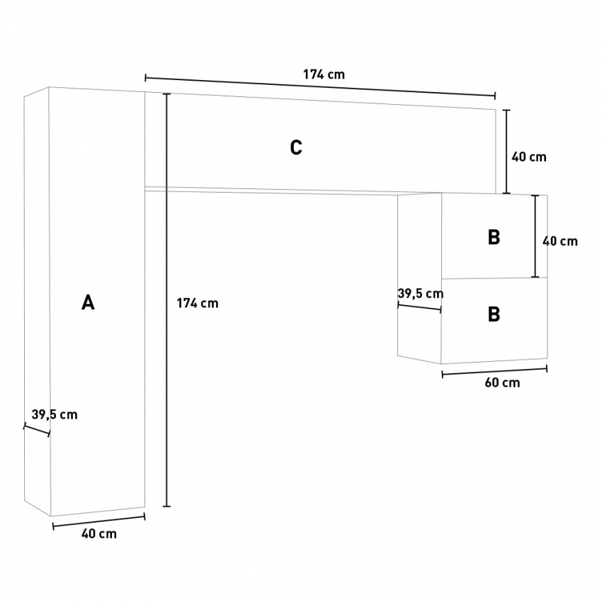 Modern Living Room Wall Unit 4 Suspended Cabinets A25 Itamoby — 6