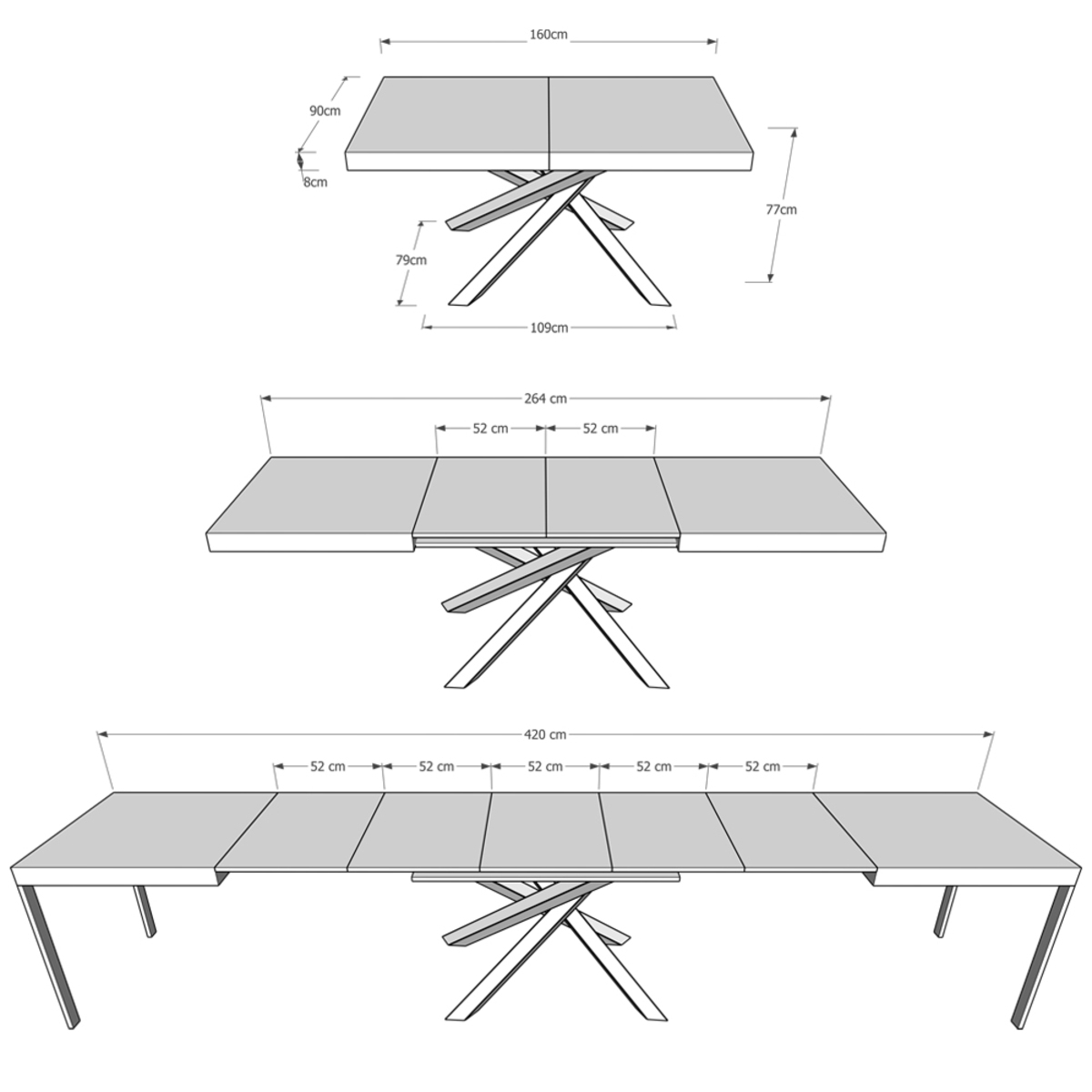Modern urban extendable dining table for 18 seats 90x160-420 cm Volantis — 6