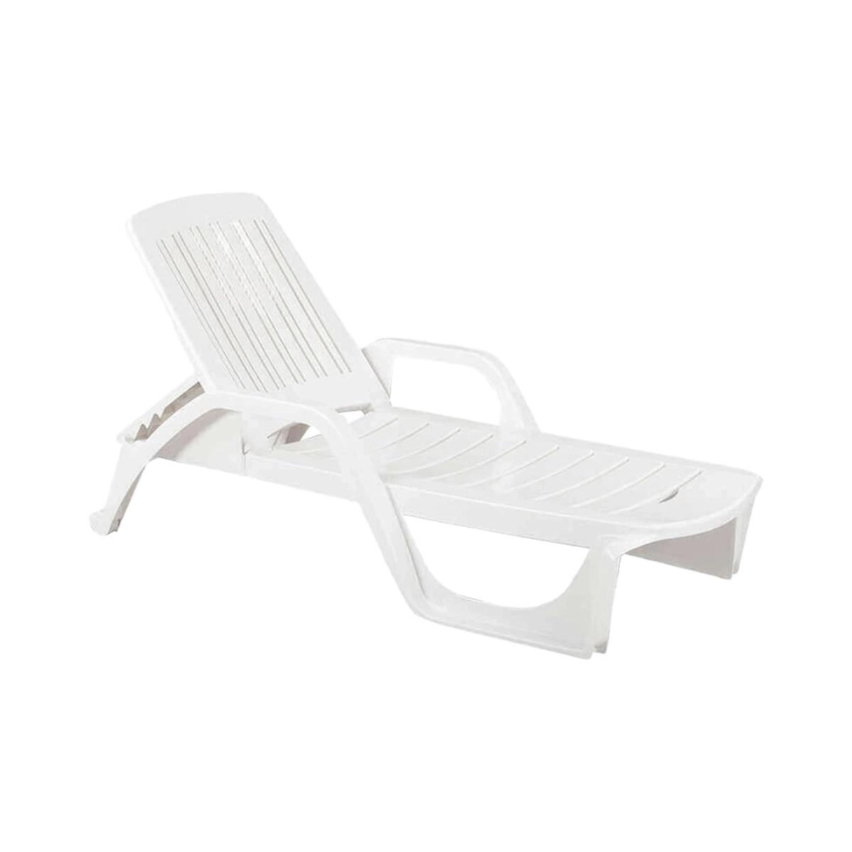 Zanzibar White Polypropylene Sun Lounger with Wheels Cosma — 3