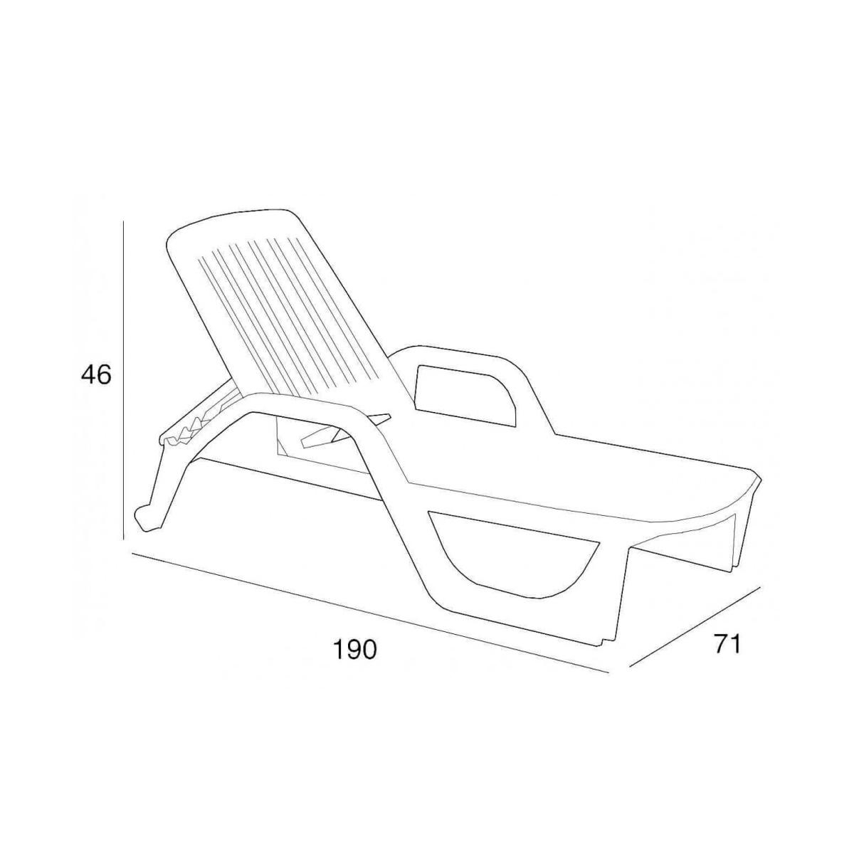 Zanzibar White Polypropylene Sun Lounger with Wheels Cosma — 5