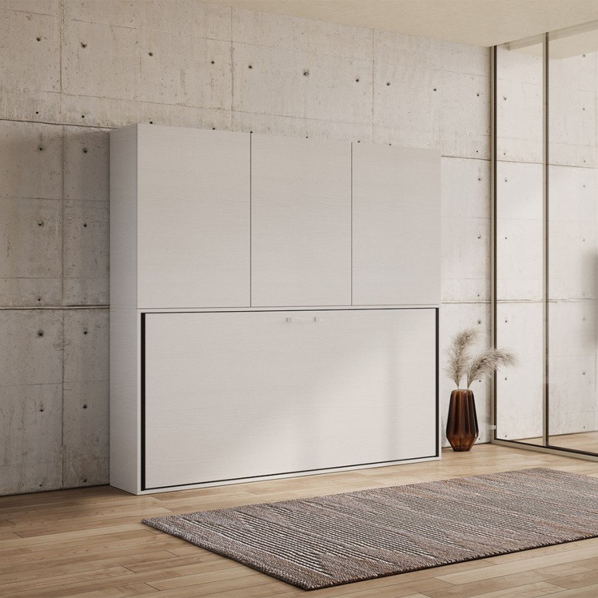 Itamoby Kando D Horizontal Murphy Bed with Storage Cabinets White — 5