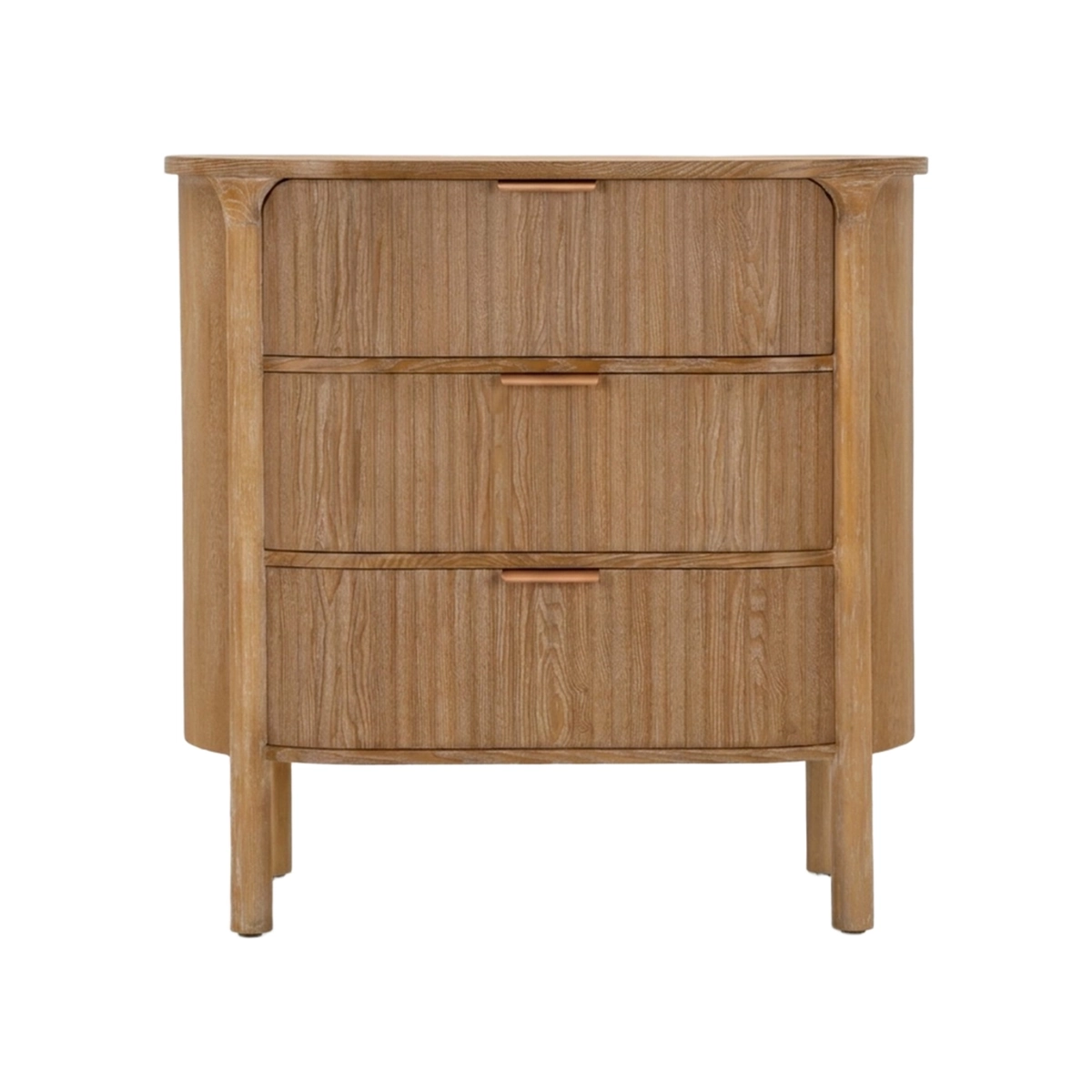 Goteborg 3-Drawer Dresser Curved Design in Legno Wood & Metal — 9