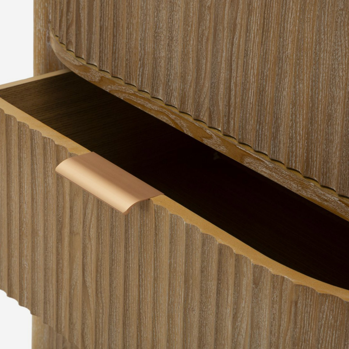 Goteborg 3-Drawer Dresser Curved Design in Legno Wood & Metal — 3