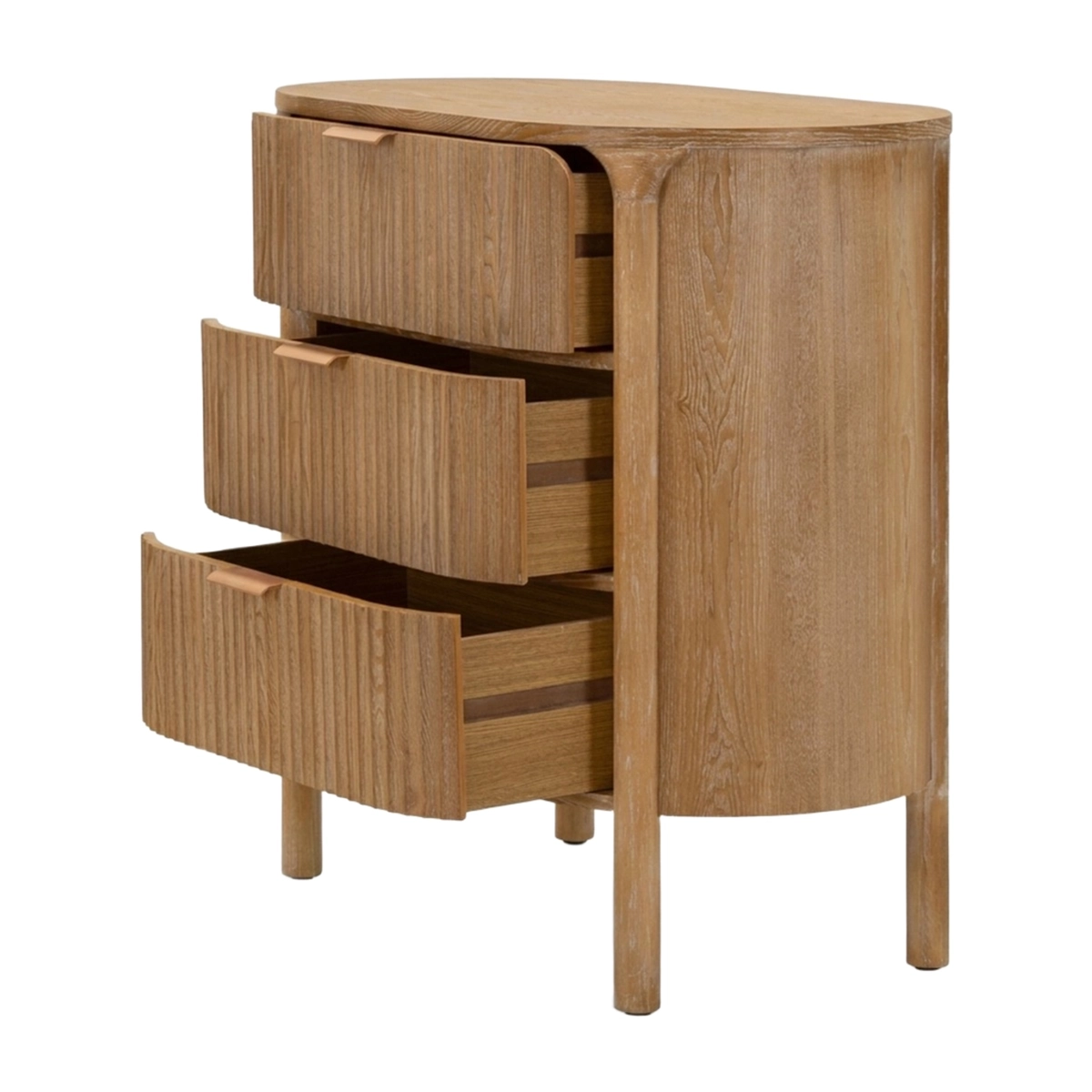 Goteborg 3-Drawer Dresser Curved Design in Legno Wood & Metal — 8