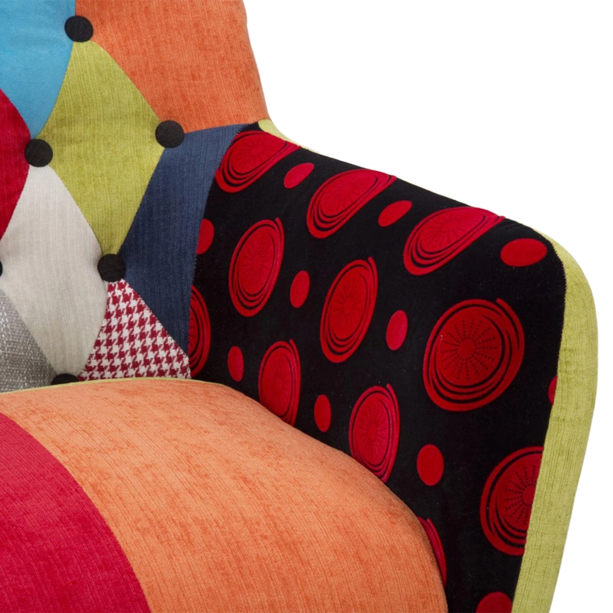 Patchwork Upholstered Armchair in Fabric and Wood Imperial New — 6