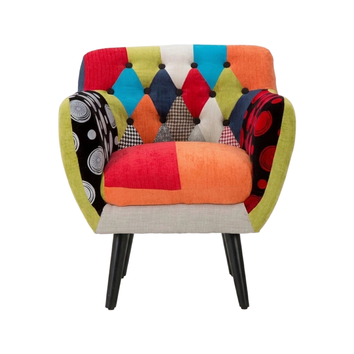 Patchwork Upholstered Armchair in Fabric and Wood Imperial New — 4