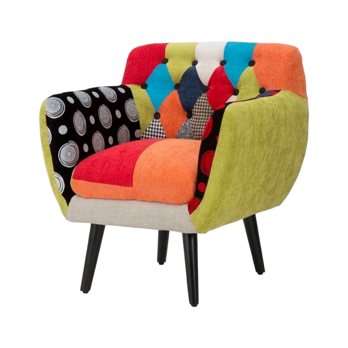 Patchwork Upholstered Armchair in Fabric and Wood Imperial New — 5