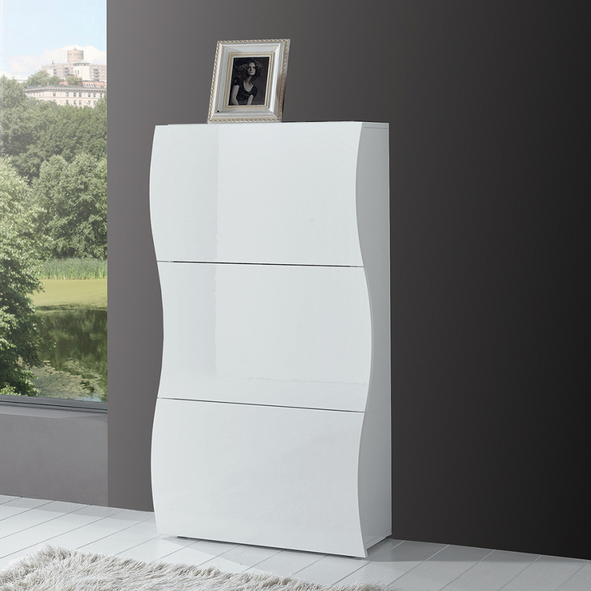 Modern design shoe cabinet 3 flap doors 18 shoes Onda M — 3