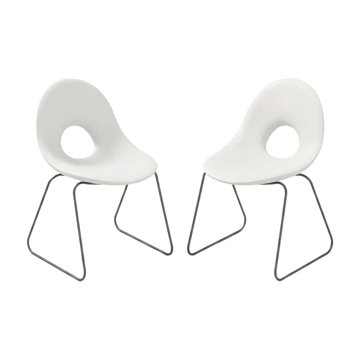 Set of 2 Candy Slitta Modern Indoor and Outdoor Polyethylene Chairs — 1