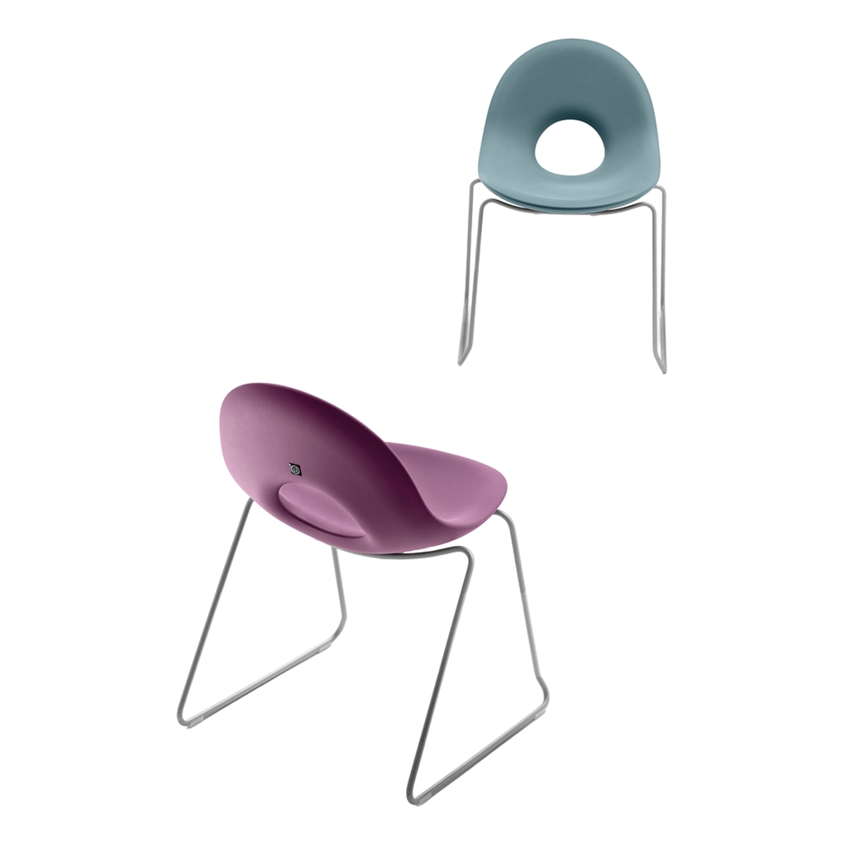 Set of 2 Candy Slitta Modern Indoor and Outdoor Polyethylene Chairs — 4