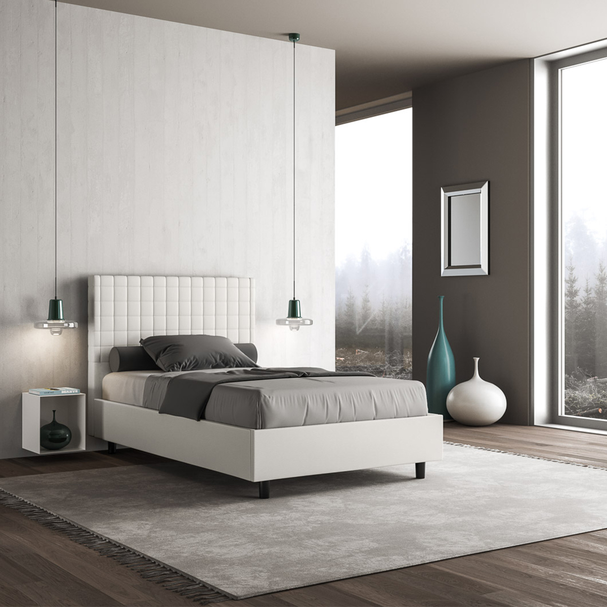 French Double Bed 140x200 with Storage Modern Design Sunny F Itamoby — 2