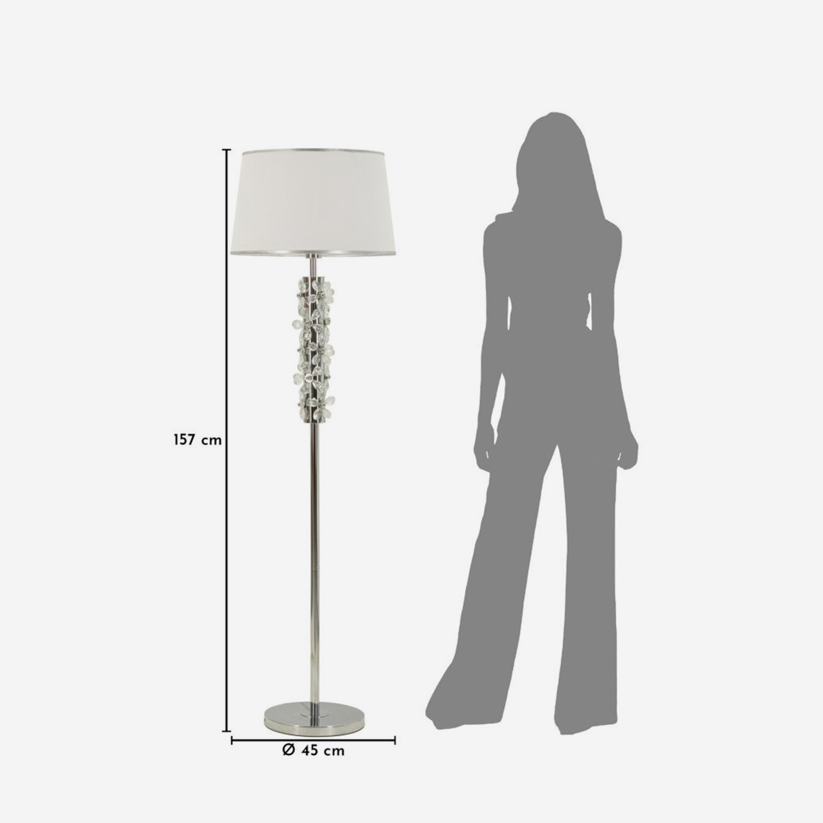 Flower Floor Lamp in Metal and Fabric with Glass Details — 3