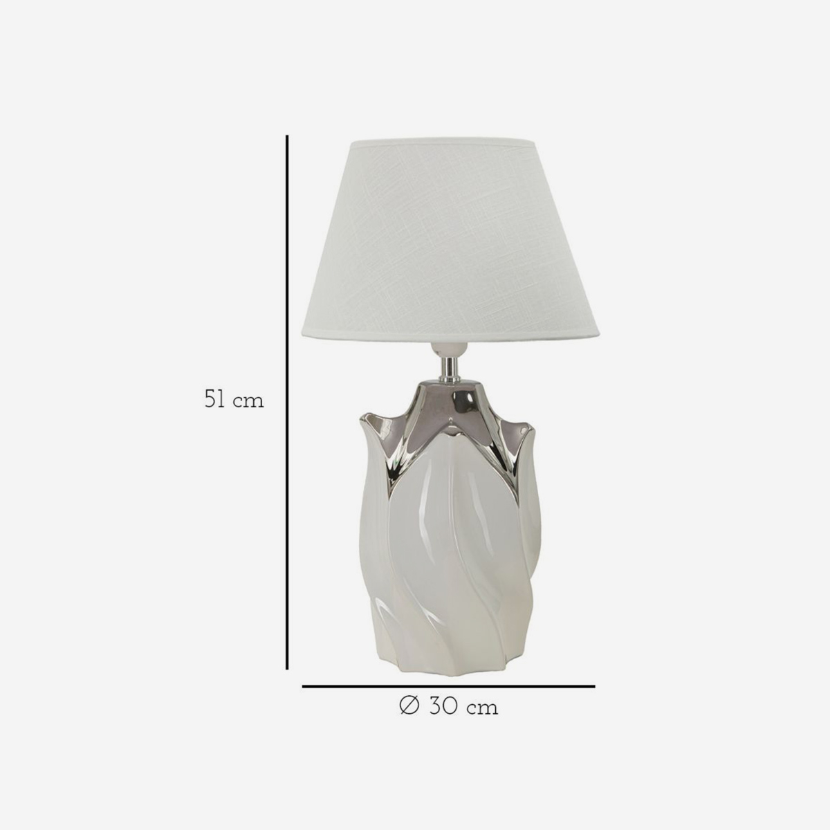 Shiney Ceramic Table Lamp with Fabric Lampshade — 3