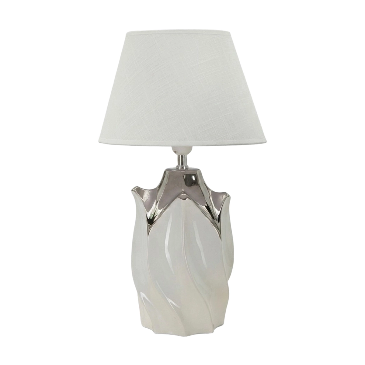 Shiney Ceramic Table Lamp with Fabric Lampshade — 1