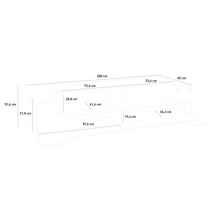 Corona Low White 200cm TV Stand with 4 Compartments and 3 Doors — 8