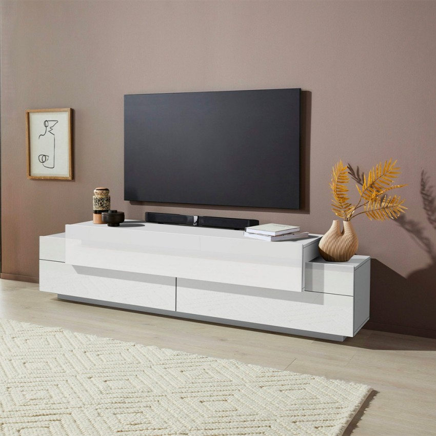 Corona Low White 200cm TV Stand with 4 Compartments and 3 Doors — 2