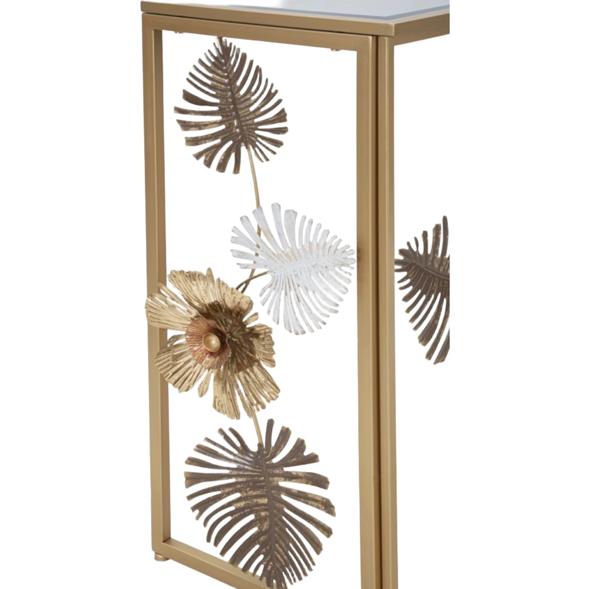 Glam Floris Console Table in Metal with Mirrored Top — 7