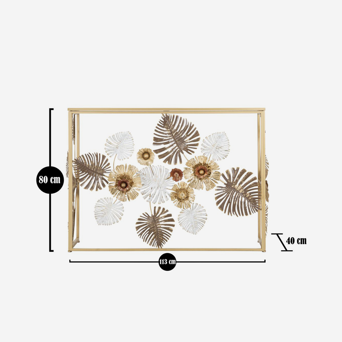 Glam Floris Console Table in Metal with Mirrored Top — 3