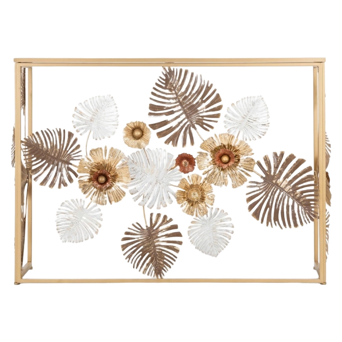 Glam Floris Console Table in Metal with Mirrored Top — 6