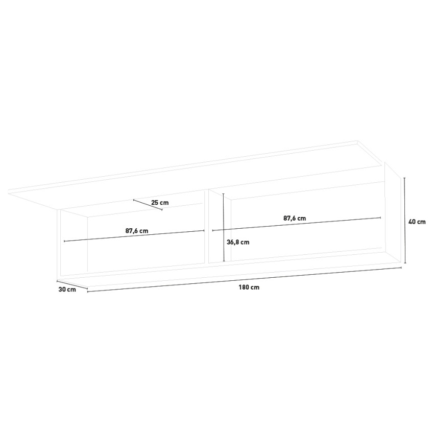 Wall-Mounted Living Room Cabinet 180cm Anthracite 2 Compartments Note Up — 7