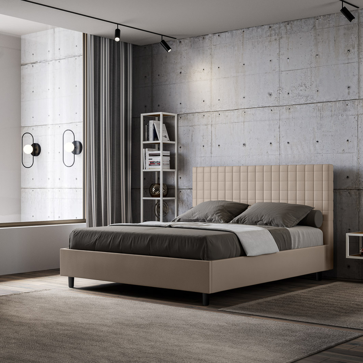 Double Storage Bed 160x200 Faux Leather Modern Sunny M1 — 2