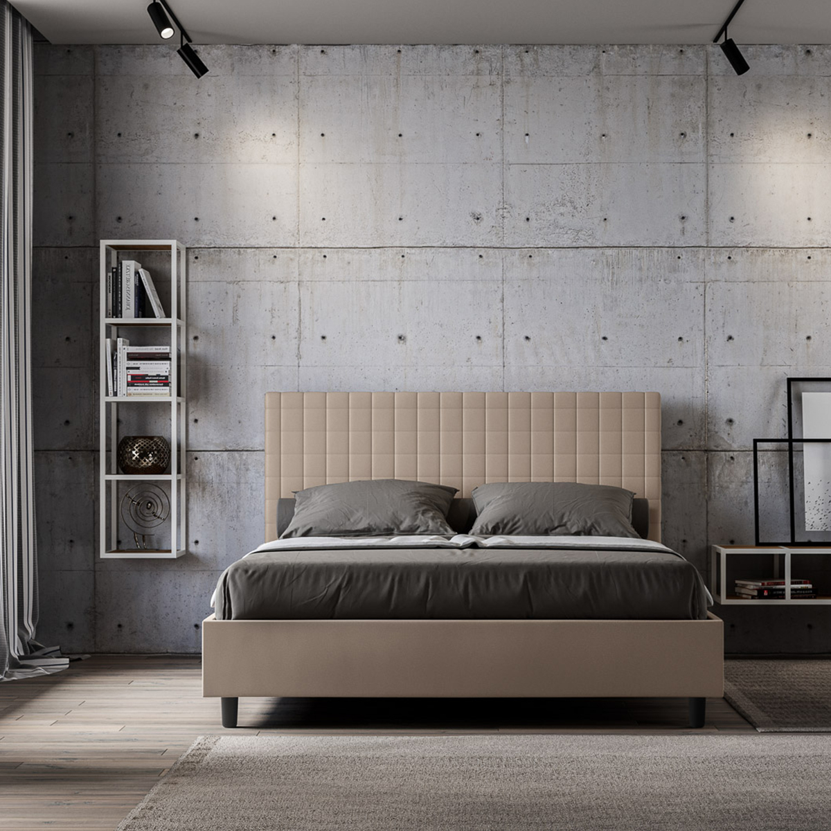 Double Storage Bed 160x200 Faux Leather Modern Sunny M1 — 3