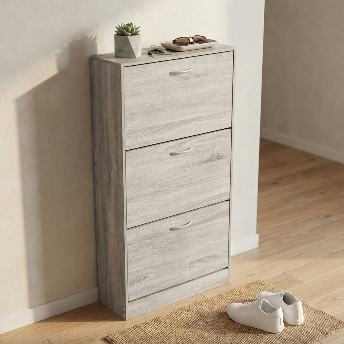 Vicky Slim Wooden Shoe Cabinet with 3 Doors — 4