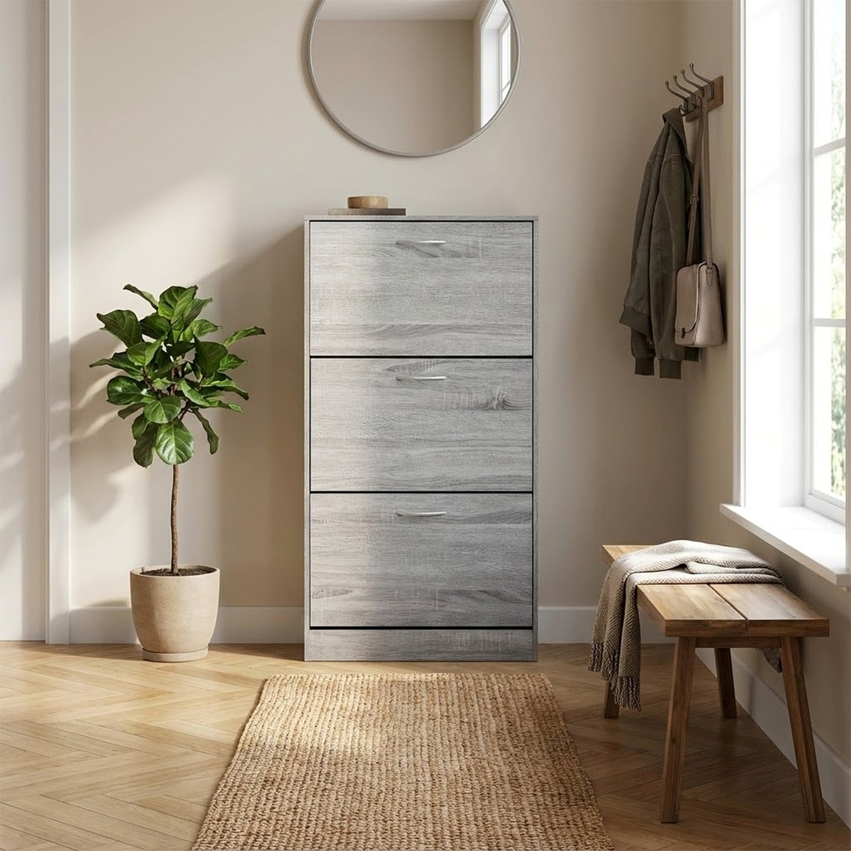 Vicky Slim Wooden Shoe Cabinet with 3 Doors — 2