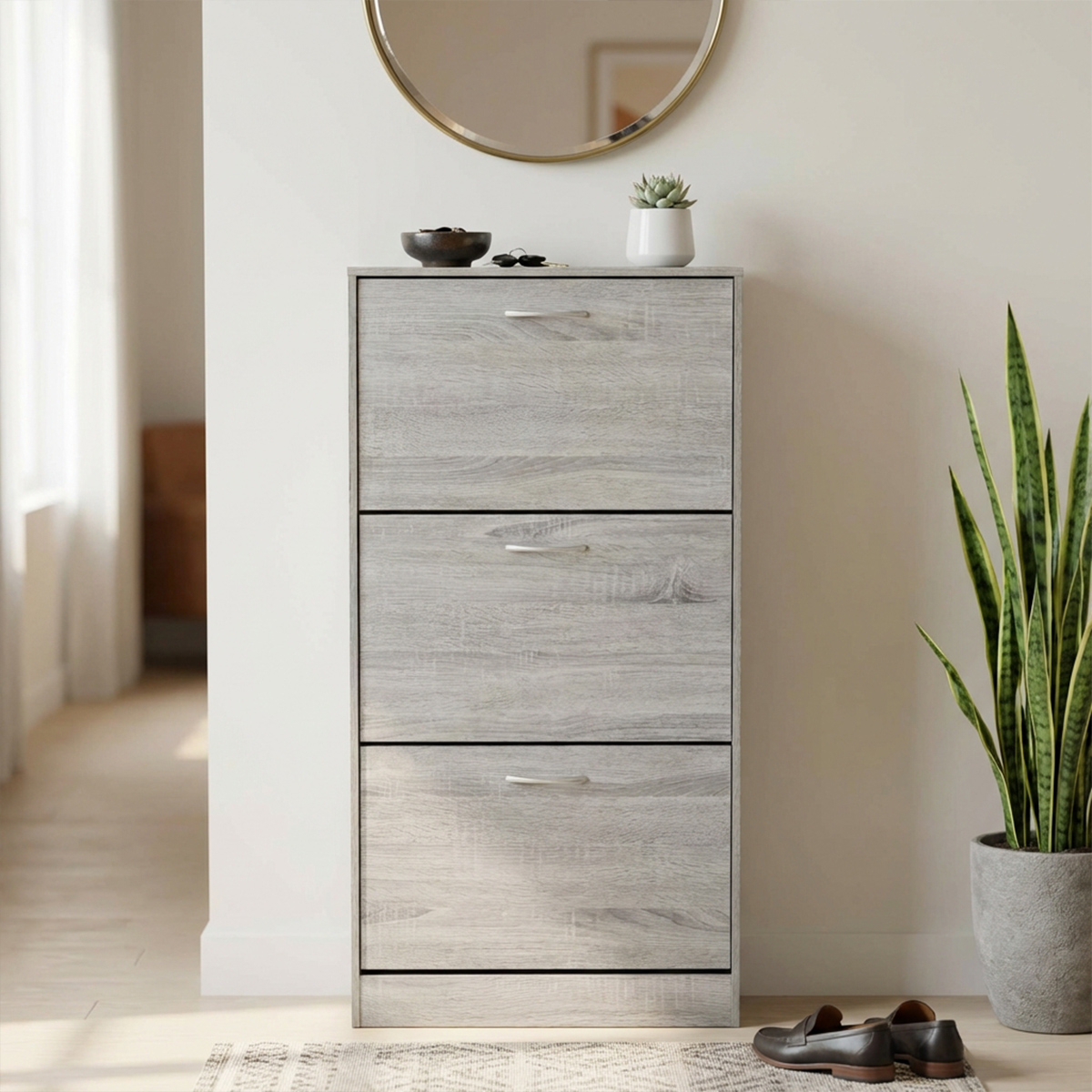 Vicky Slim Wooden Shoe Cabinet with 3 Doors — 3