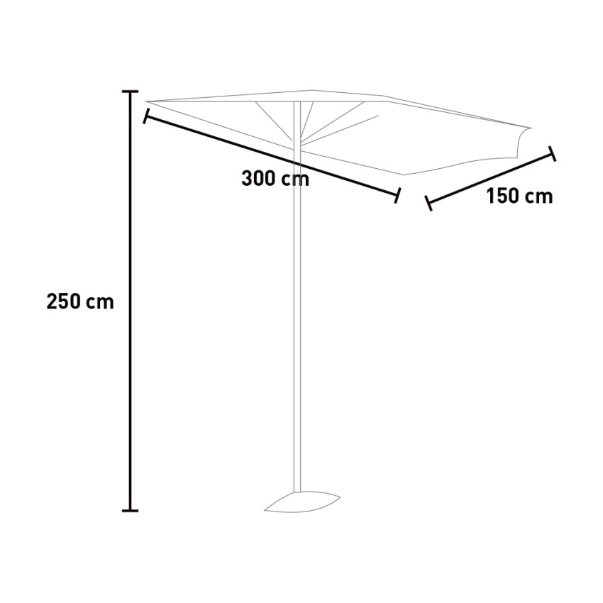 Half Wall Parasol 300x150cm Kedels Maui E5036 — 5