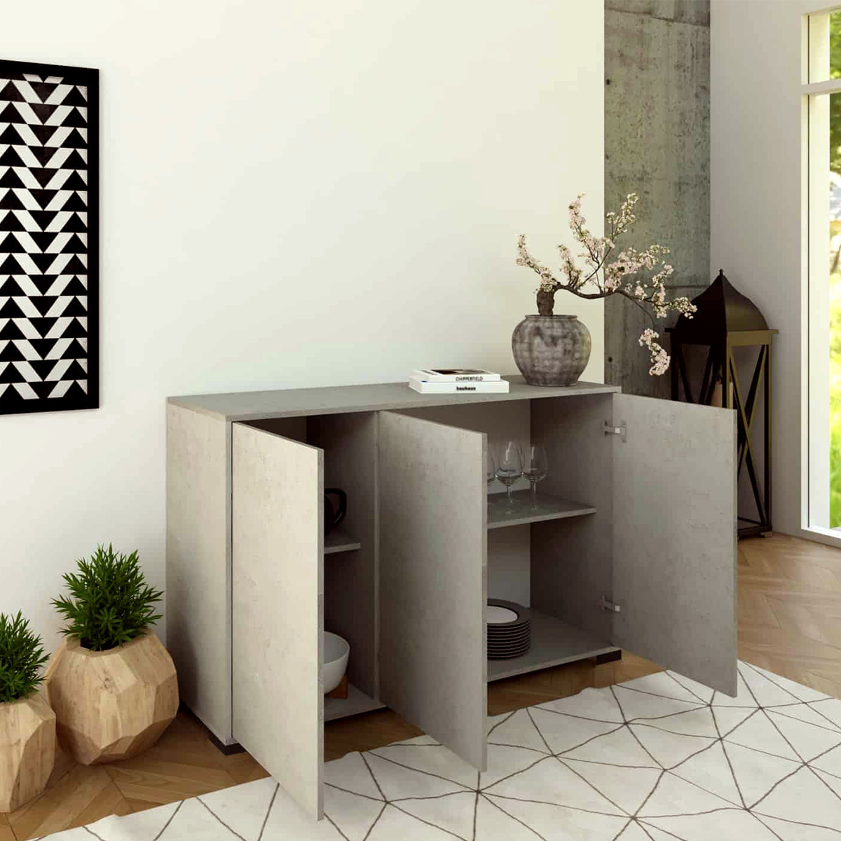 Modern 3-Door Sideboard for Living Room Kitchen 130x40x83 Lumina — 3