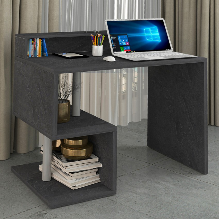 Space-saving desk with raised monitor shelf 100x50x92.5cm Esse 2 Plus — 7