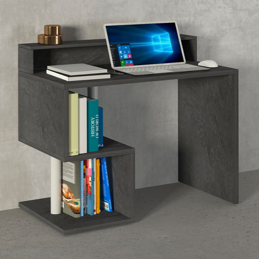 Space-saving desk with raised monitor shelf 100x50x92.5cm Esse 2 Plus — 6