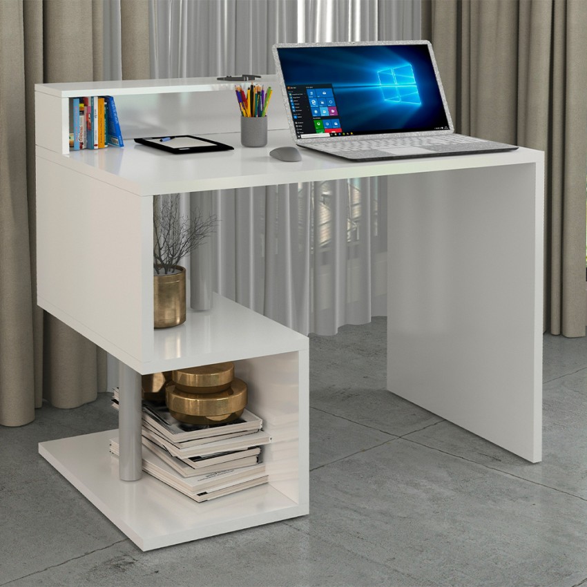 Space-saving desk with raised monitor shelf 100x50x92.5cm Esse 2 Plus — 8