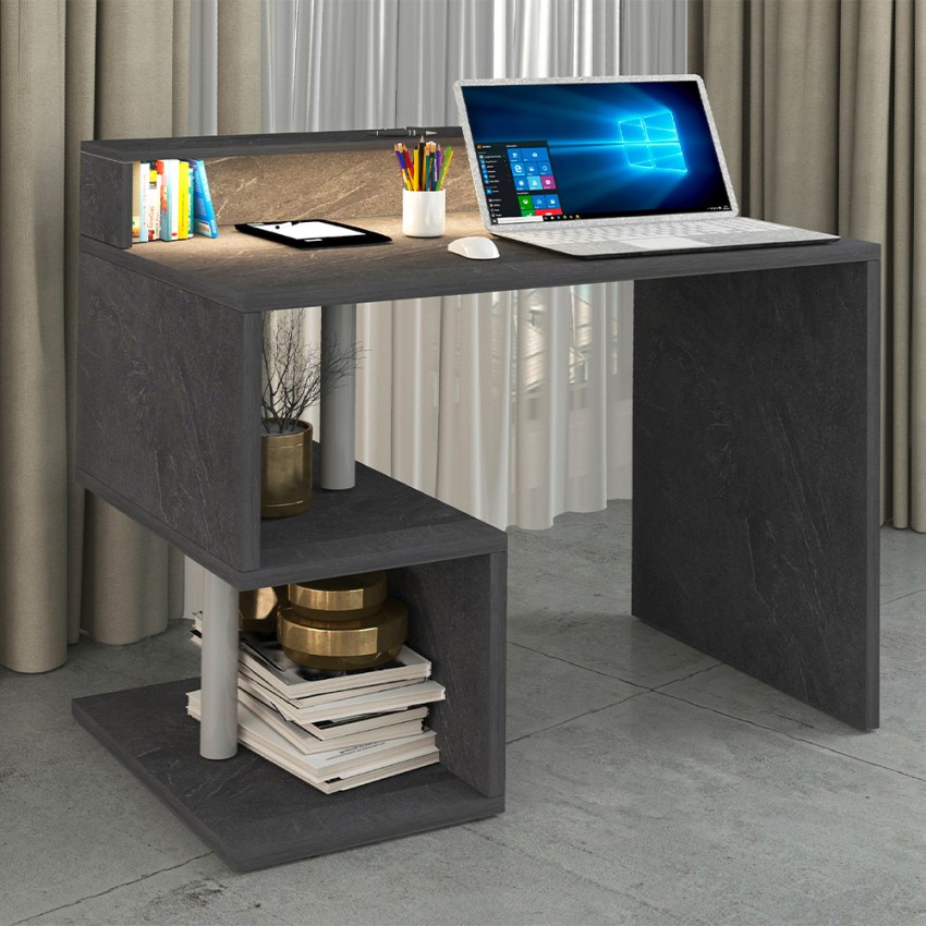 Space-saving desk with raised monitor shelf 100x50x92.5cm Esse 2 Plus — 2