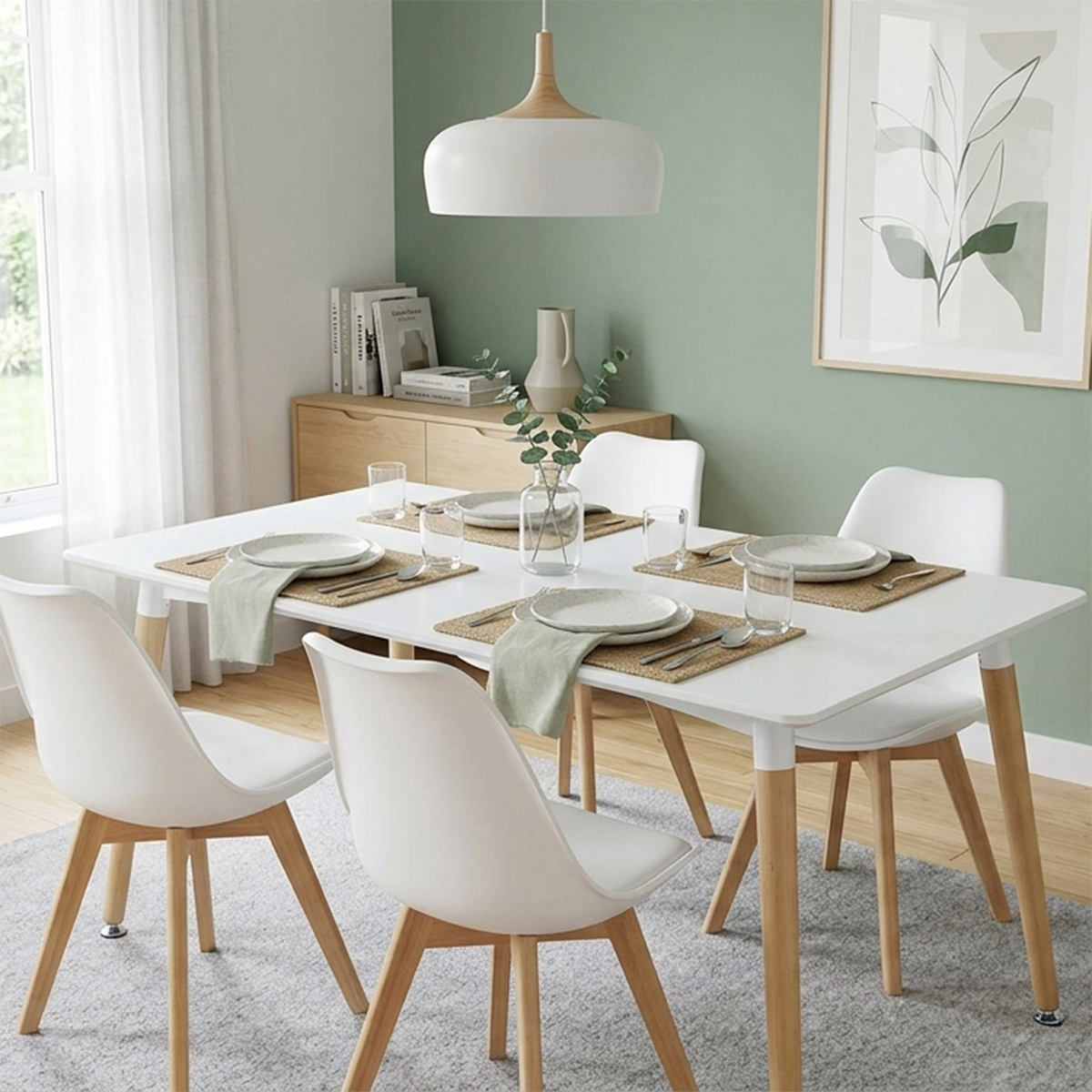 Lione Modern Fixed Dining Table in ABS and Wood 140x80 — 3