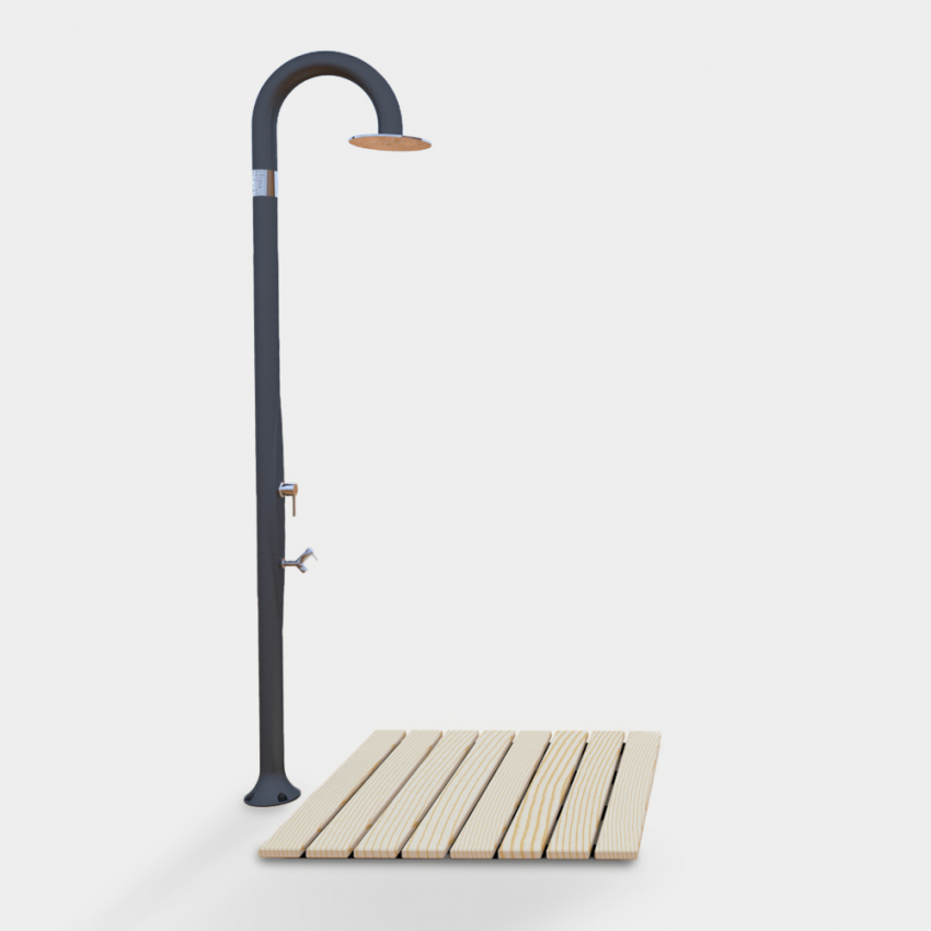 Wooden outdoor shower tray for pool and garden 80x80cm Arkema Design Ecowood D107 — 3