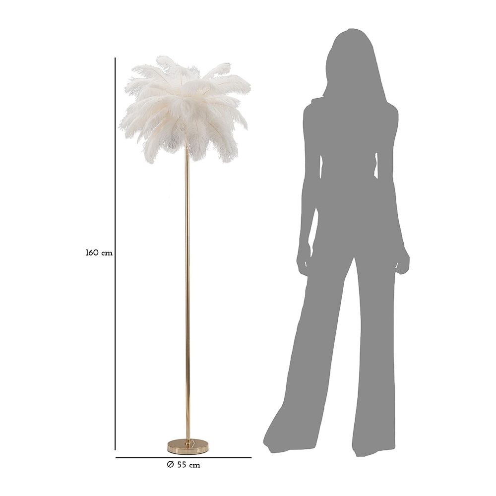 Floor Lamp with Feather Shade and 3 Lights H160cm Palm L — 7