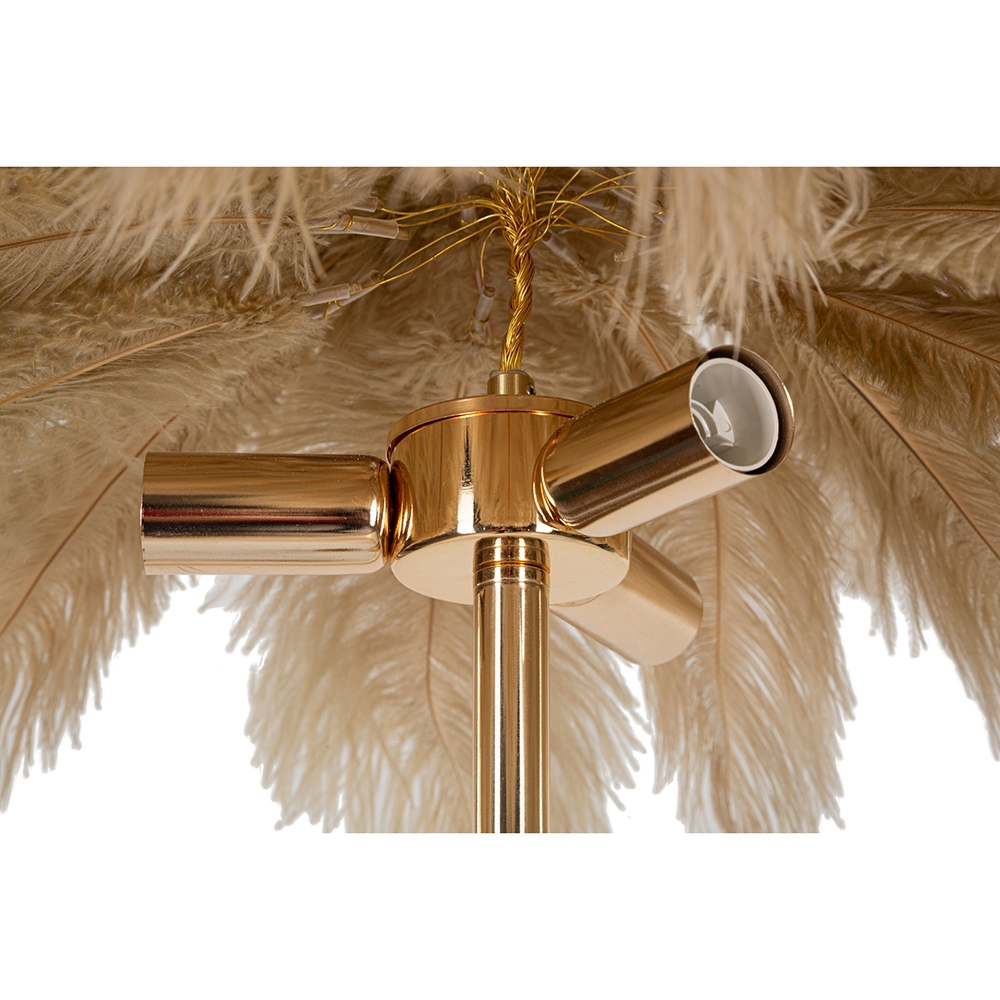 Floor Lamp with Feather Shade and 3 Lights H160cm Palm L — 6