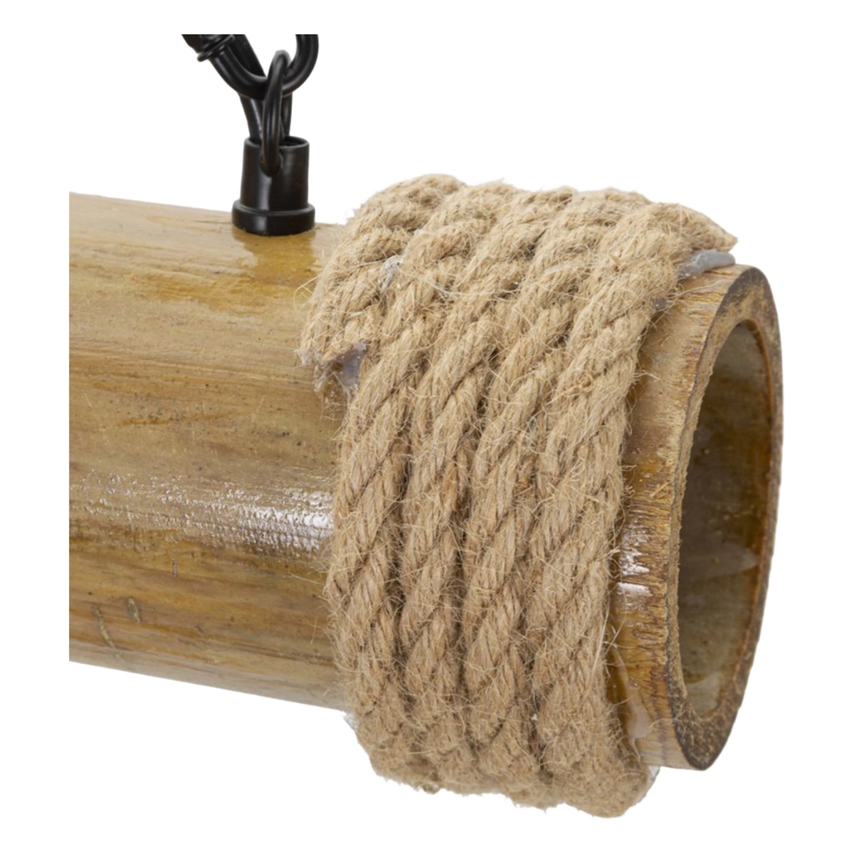 Mauro Ferretti Bamboo 6-Light Pendant Chandelier in Wood and Rope — 6