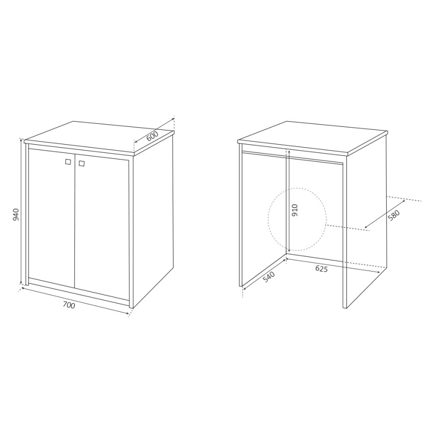 Outdoor Washing Machine Cabinet in PVC 70x60x94cm Onda Negrari 5012P — 5