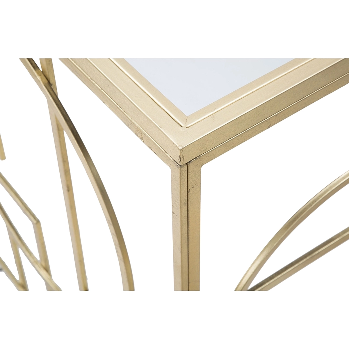 Marie Gold Metal Console Table 120x41 cm with Mirrored Top — 7