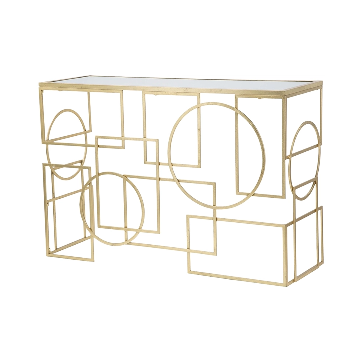 Marie Gold Metal Console Table 120x41 cm with Mirrored Top — 5