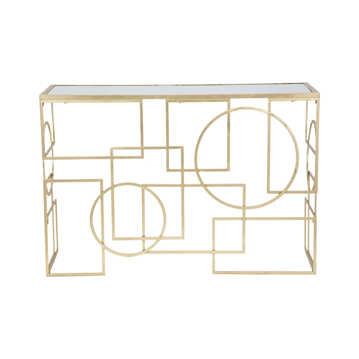 Marie Gold Metal Console Table 120x41 cm with Mirrored Top — 3